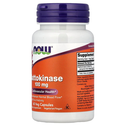 NOW Foods Nattokinase, 100 mg, 60 Veg Capsules, label view 15