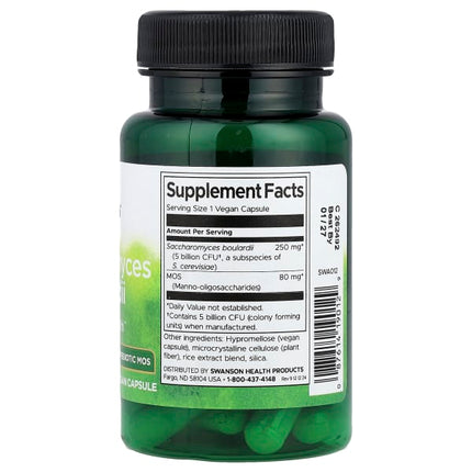 Swanson Saccharomyces Boulardii with Prebiotic MOS, 30 Vegan Capsules