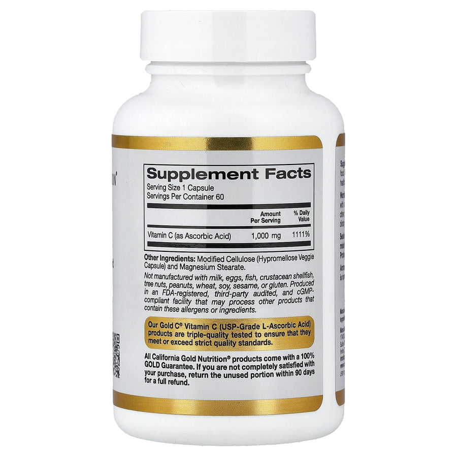 California Gold Nutrition Gold C USP-grade Vitamin C 1000 mg capsules bottle