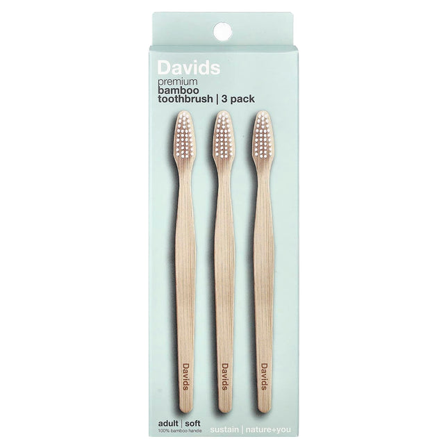 Davids Premium Bamboo Toothbrush, 3 Pack - front