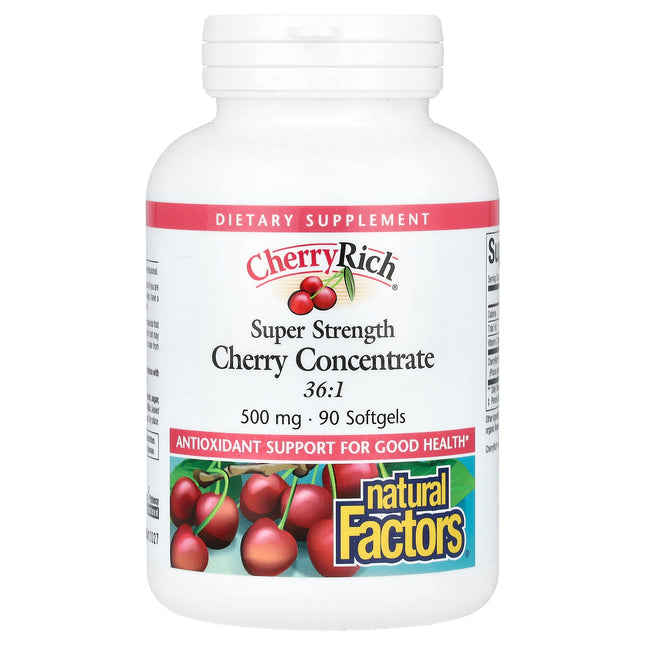 Natural Factors Cherry Rich Super Strength Cherry Concentrate 90 Softgels - front