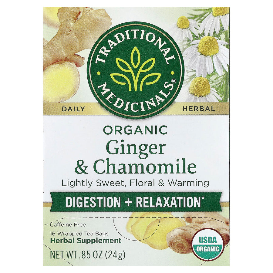Traditional Medicinals Organic Ginger & Chamomile herbal tea, 24 g