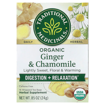 Traditional Medicinals Organic Ginger & Chamomile herbal tea, 24 g