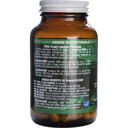 GREEN NUTRITIONALS Green Calcium Vegan Capsules 600mg 60 Caps