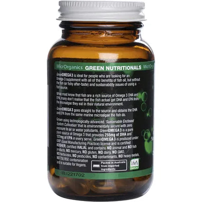 GREEN NUTRITIONALS Green Omega3 Vegan Capsules 255mg + 127mg 30 Caps