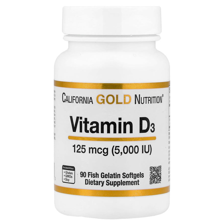 California Gold Nutrition Vitamin D3 5000 IU 125 mcg capsules bottle