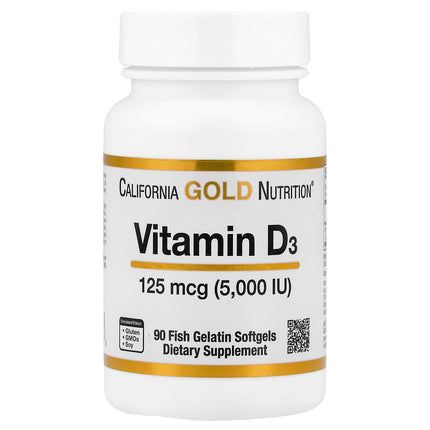 California Gold Nutrition Vitamin D3 5000 IU 125 mcg capsules bottle