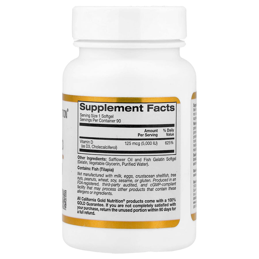California Gold Nutrition Vitamin D3 5000 IU 125 mcg capsules bottle