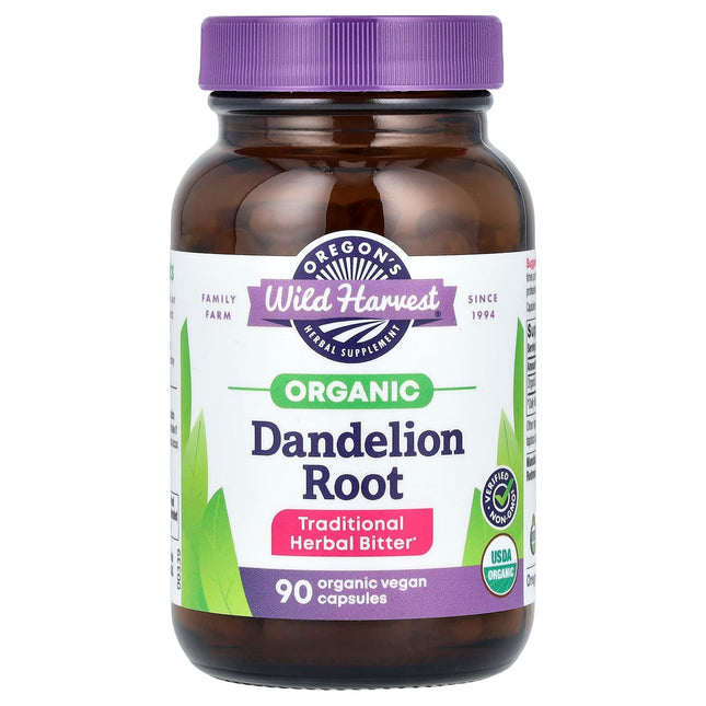 Oregon's Wild Harvest Organic Dandelion Root 400mg capsules, bottle of 90