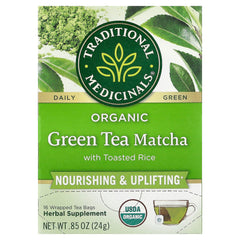 Traditional Medicinals Organic Green Tea matcha with Toasted Rice herbal tea, 24 g