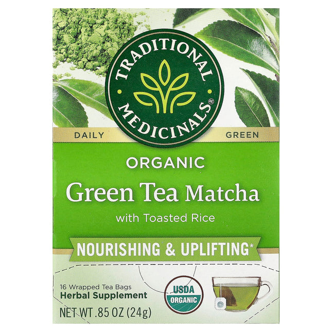 Traditional Medicinals Organic Green Tea matcha with Toasted Rice herbal tea, 24 g
