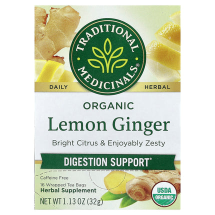 Traditional Medicinals Organic Lemon Ginger herbal tea, 32 g