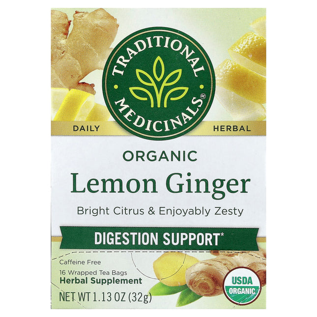 Traditional Medicinals Organic Lemon Ginger herbal tea, 32 g