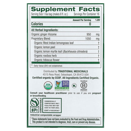 Traditional Medicinals Organic Lemon Ginger herbal tea - view 2