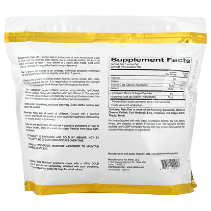 California Gold Nutrition CollagenUP marine collagen peptides hyaluronic acid vitamin C powder