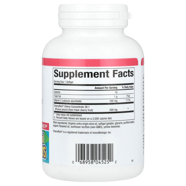 Natural Factors Cherry Rich Super Strength Cherry Concentrate 90 Softgels - supplement facts label