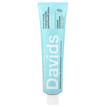 Davids Whitening + Antiplaque Toothpaste, Natural Spearmint - front