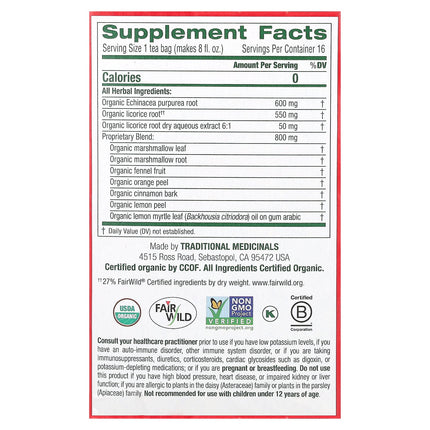Traditional Medicinals Organic Throat Coat® herbal tea - view 2
