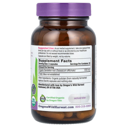 Oregon's Wild Harvest Organic Dandelion Root, 400 mg per Capsule