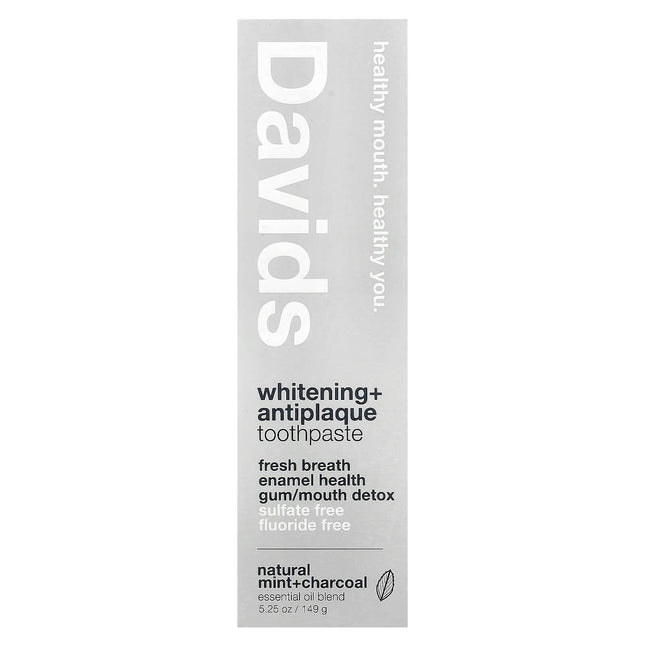 Davids Whitening + Antiplaque Toothpaste, Natural Mint + Charcoal, 149 g - ingredient label