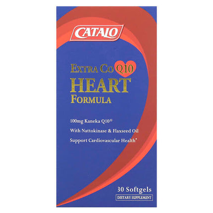 CATALO Extra CoQ10, Heart Formula with Nattokinase & Flaxseed Oil, 30 Softgels