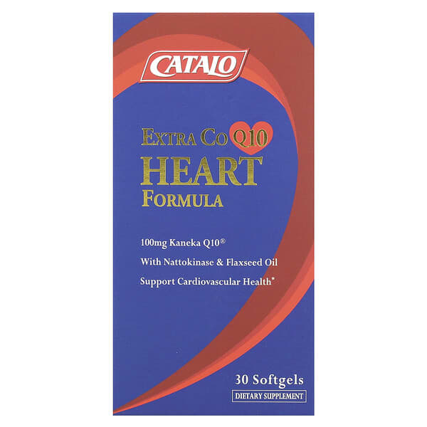 CATALO CoQ10 Nattokinase and Flaxseed Oil 30 Softgels front bottle