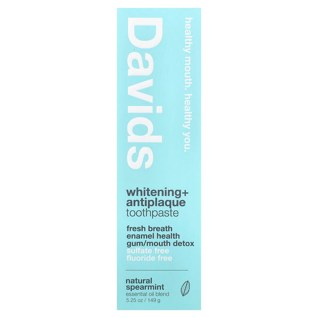 Davids Whitening + Antiplaque Toothpaste, Natural Spearmint - ingredient label