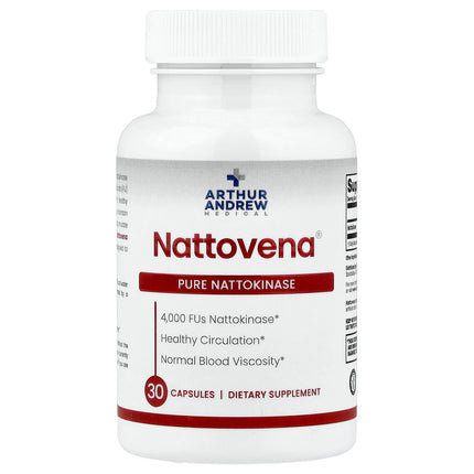 Arthur Andrew Medical Nattovena, Pure Nattokinase, 4,000 FUs, 30 Capsules, label view 5