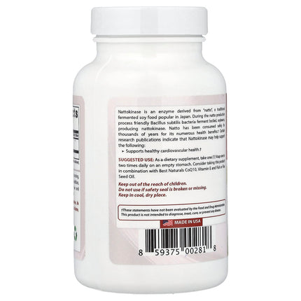 Best Naturals Nattokinase, 100 mg, 90 Vegetarian Capsules, label view 6