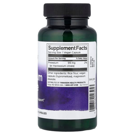 Swanson Potassium Citrate, 99 mg, 120 Vegan Capsules