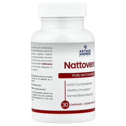 Arthur Andrew Medical Nattovena, Pure Nattokinase, 4,000 FUs, 30 Capsules, label view 6