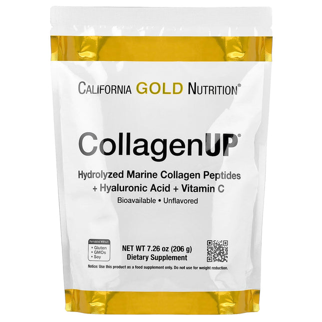 California Gold Nutrition CollagenUP marine collagen peptides hyaluronic acid vitamin C powder