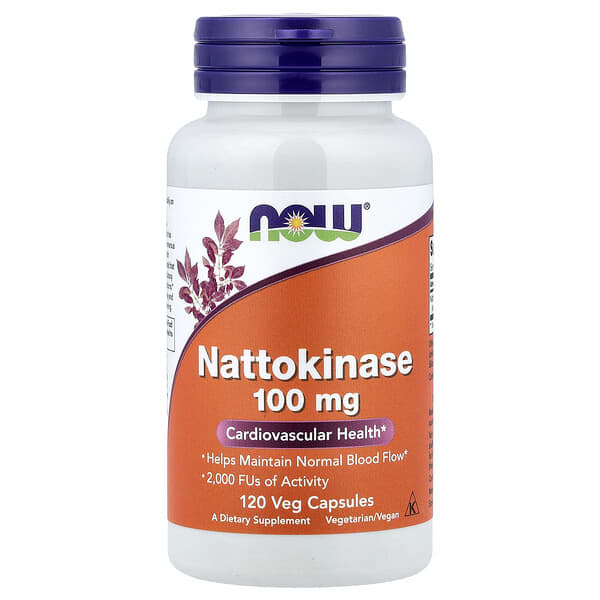 NOW Foods Nattokinase 100 mg 2,000 FU 120 Veg Capsules front bottle