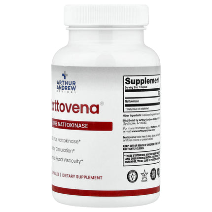 Arthur Andrew Medical Nattovena, Pure Nattokinase, 4,000 FU, 90 Capsules, label view 21