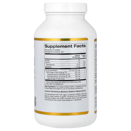 California Gold Nutrition Omega-3 Premium Fish Oil bottle, additional product view