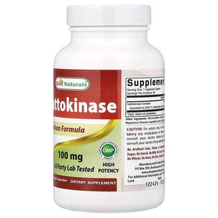 Best Naturals Nattokinase, 100 mg, 90 Vegetarian Capsules, label view 10