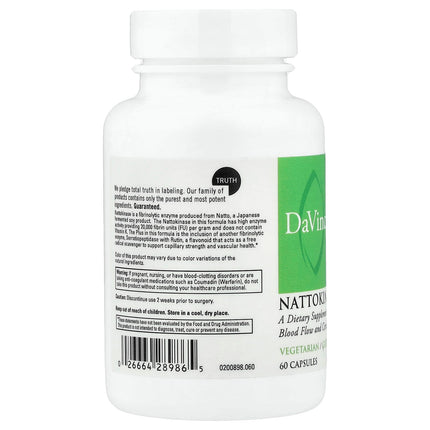 DaVinci Laboratories Nattokinase Plus, 60 Capsules, label view 5