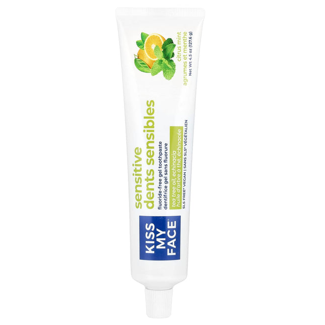 Kiss My Face Sensitive Fluoride-Free Gel Toothpaste, Citrus Mint - front