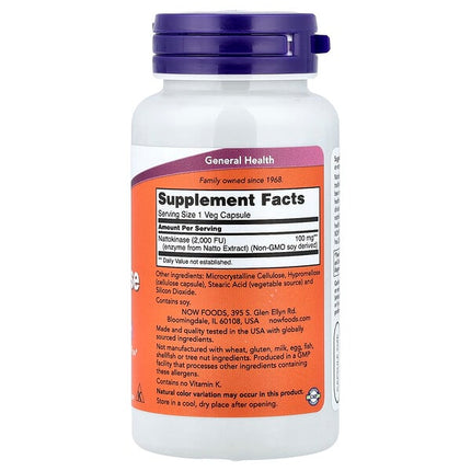 NOW Foods Nattokinase, 100 mg, 120 Veg Capsules, packaging detail 16
