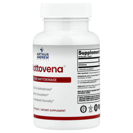 Arthur Andrew Medical Nattovena, Pure Nattokinase, 4,000 FUs, 30 Capsules, label view 12