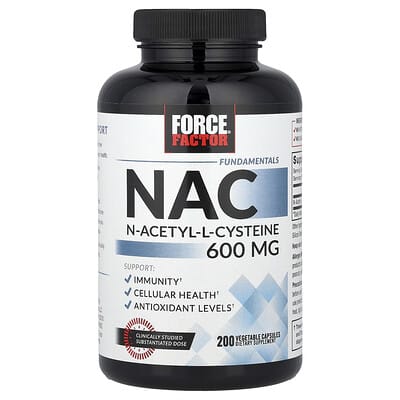 Force Factor Fundamentals NAC N-Acetyl-L-Cysteine 600 mg 200 Vegetable Capsules product image