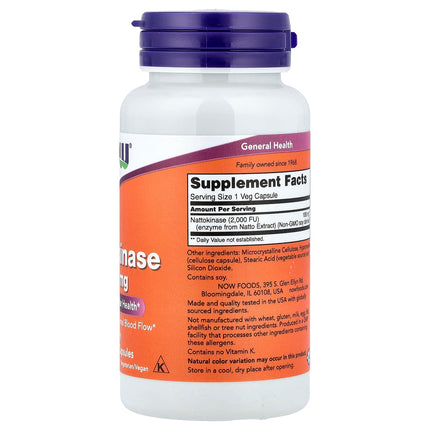 NOW Foods Nattokinase, 100 mg, 120 Veg Capsules, label view 27