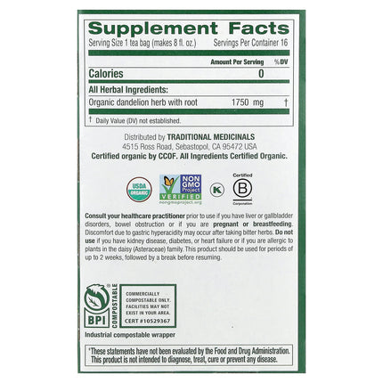 Traditional Medicinals Organic Dandelion Leaf & Root Tea herbal tea - view 2