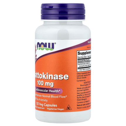NOW Foods Nattokinase, 100 mg, 120 Veg Capsules, label view 28