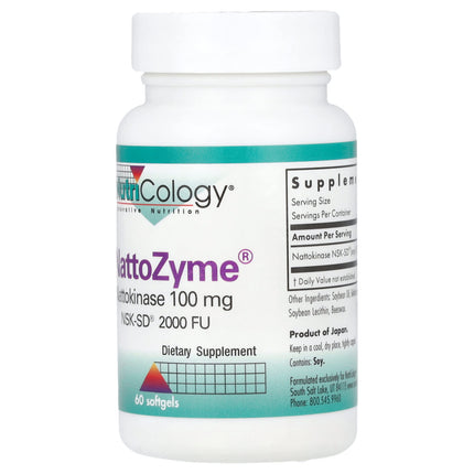 Nutricology NattoZyme Nattokinase, 100 mg (2,000 FU), 60 Softgels, label view 4