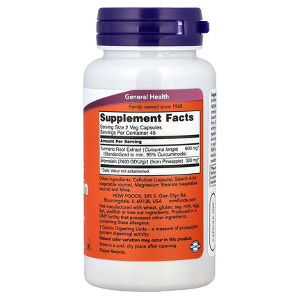 NOW Foods Turmeric & Bromelain