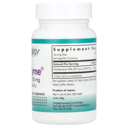 Nutricology NattoZyme Nattokinase, 100 mg (2,000 FU), 60 Softgels, label view 5