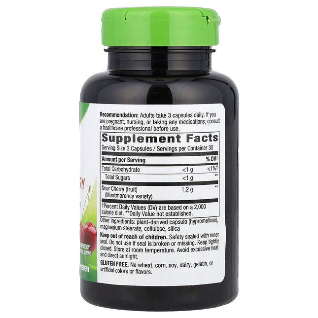 Nature's Way Tart Cherry Ultra Capsules 90 Vegan Capsules 400mg - supplement facts label