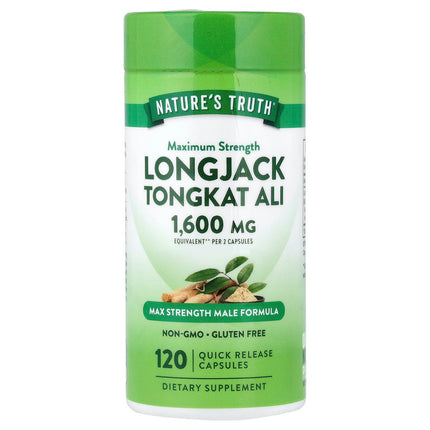 Nature's Truth Longjack Tongkat Ali 800mg bottle, 120 quick release capsules, front label