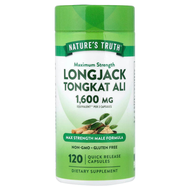 Nature's Truth Longjack Tongkat Ali 800mg bottle, 120 quick release capsules, front label